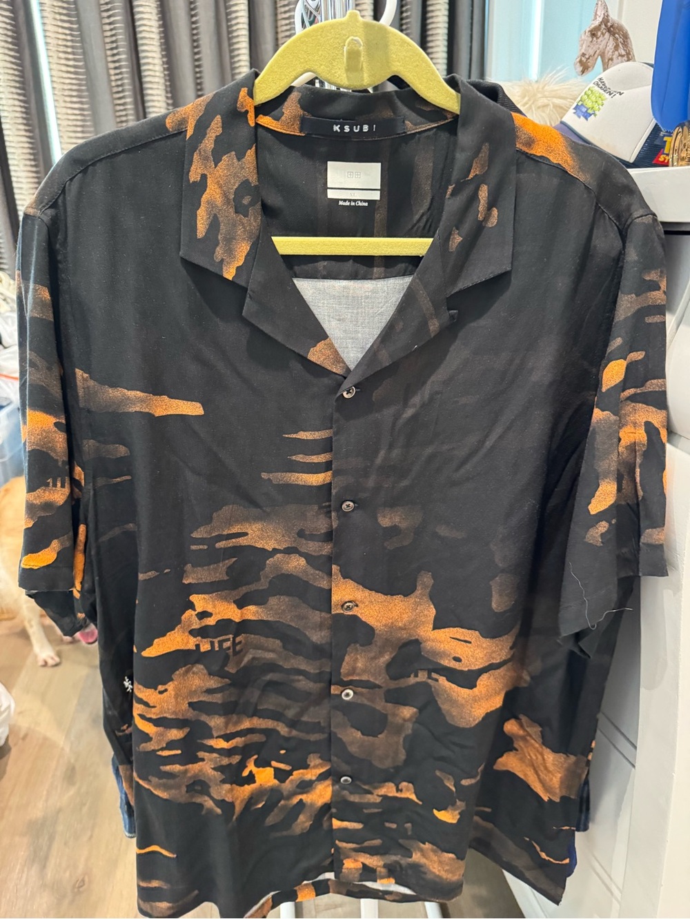 Ksubi Black Shirt with Orange Wave Print